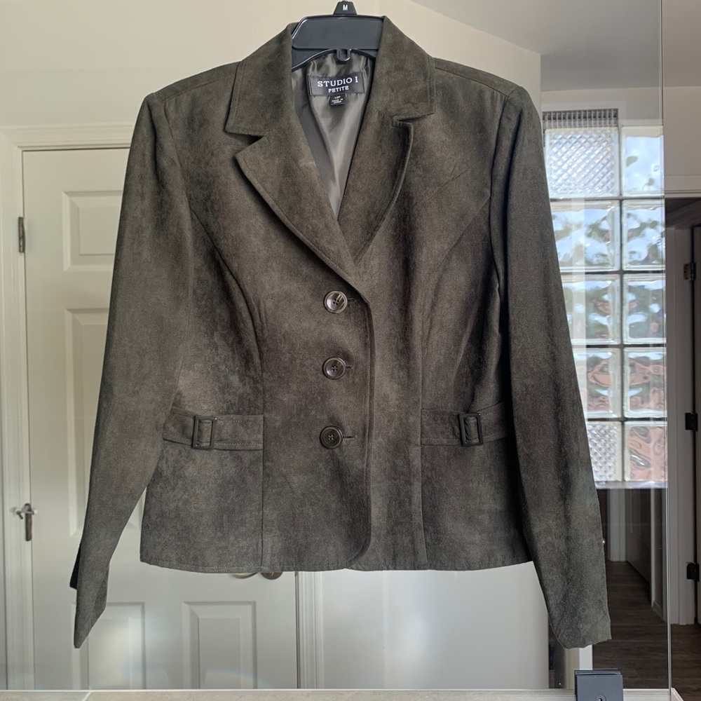 Studio 1 (12P) suede olive green coat